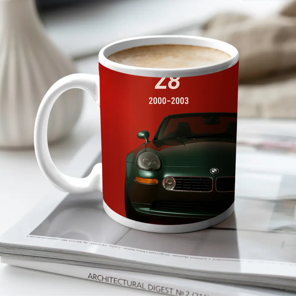 BMW Z8 Classic Roadster Red Background Art – Mugs