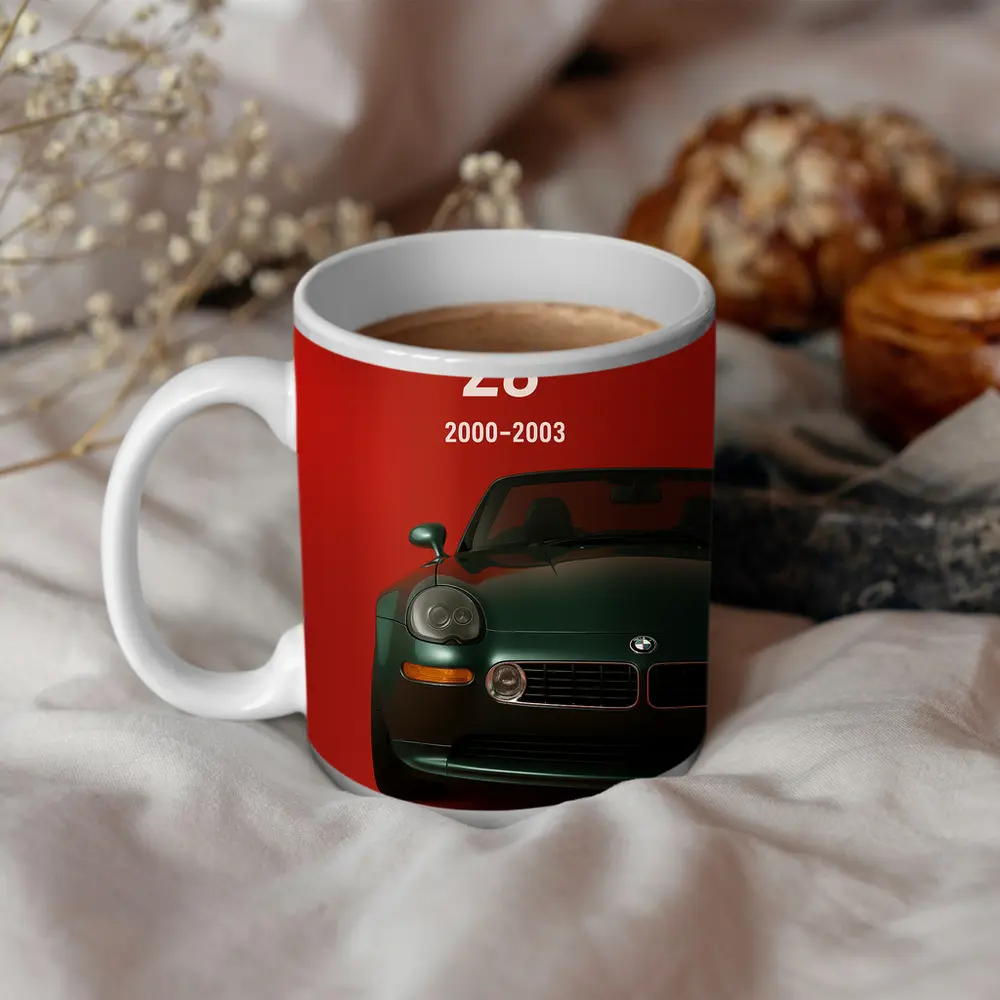 BMW Z8 Classic Roadster Red Background Art – Mugs