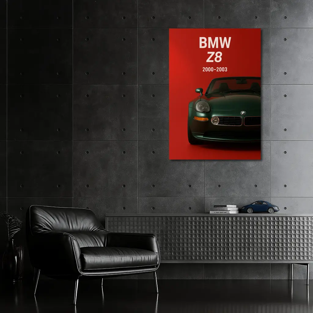 BMW Z8 Classic Roadster Red Background Art – Wall Art