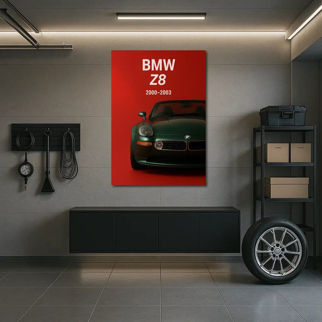BMW Z8 Classic Roadster Red Background Art – Wall Art