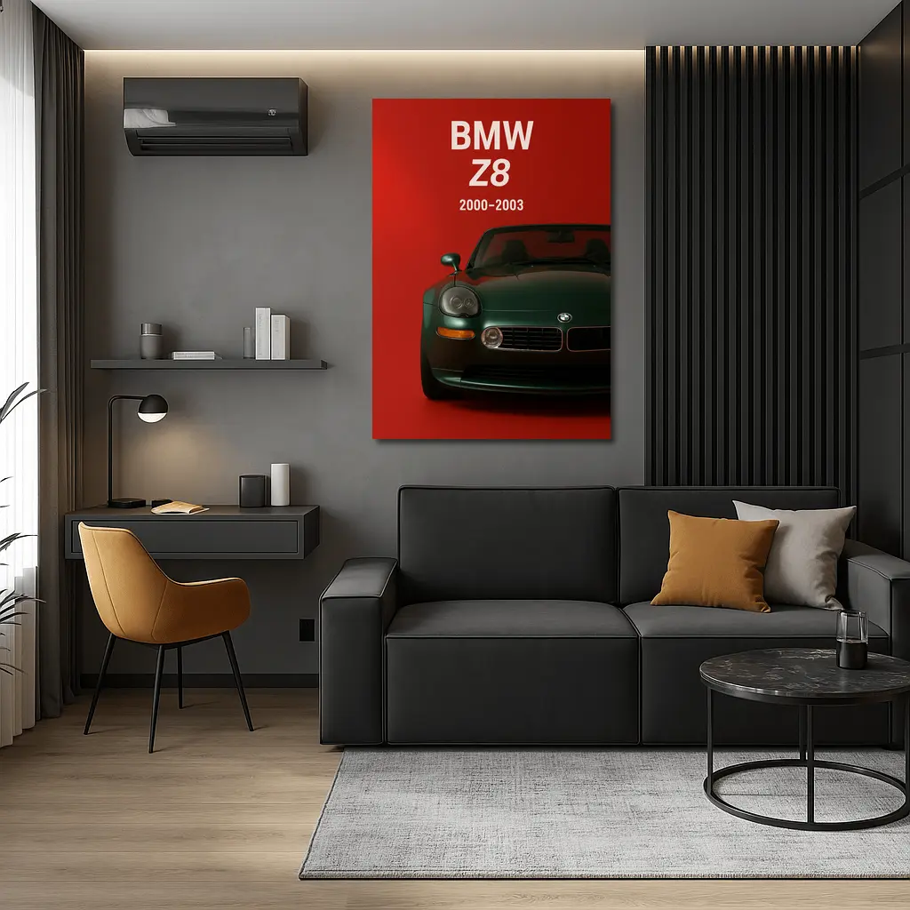 BMW Z8 Classic Roadster Red Background Art – Wall Art