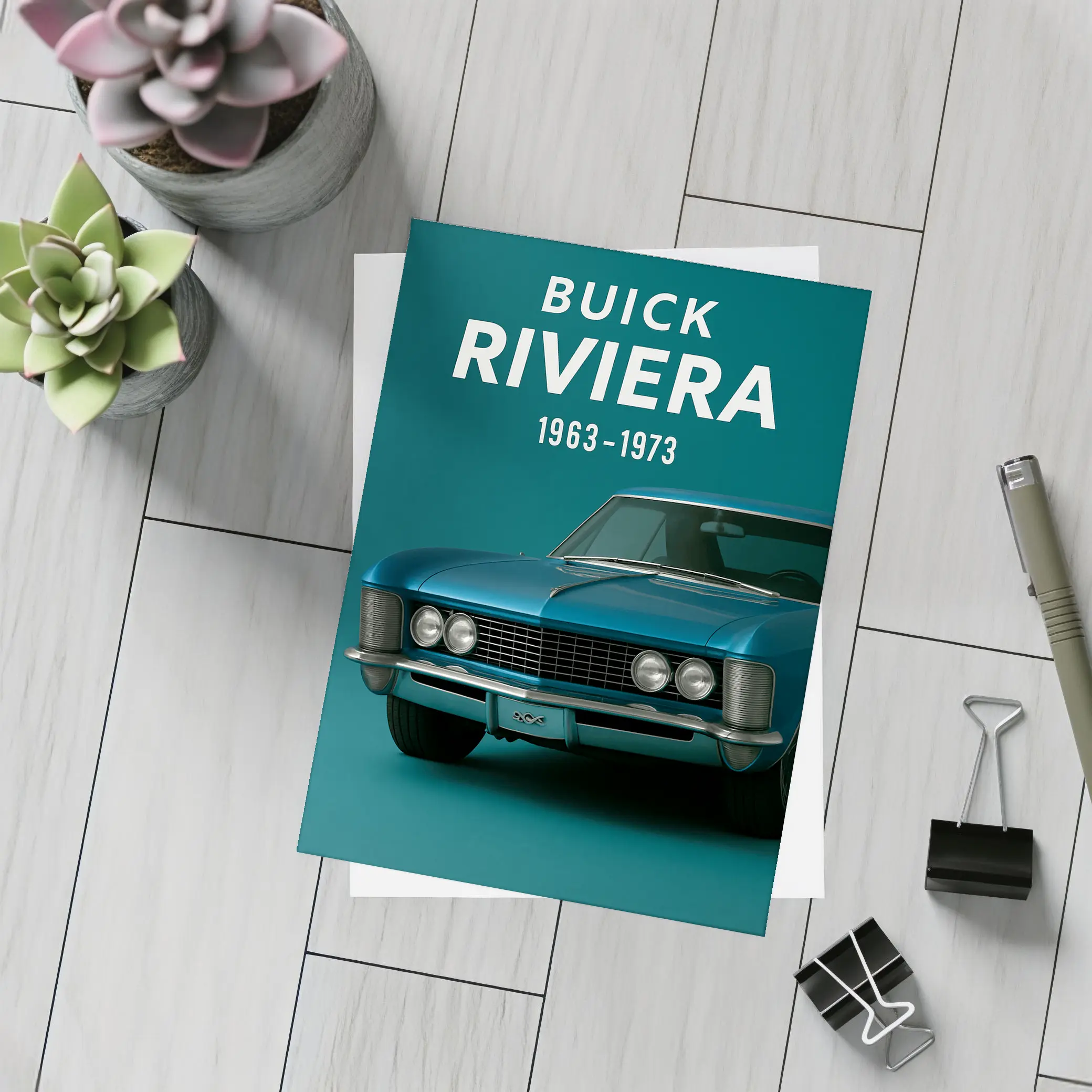 Buick Riviera Classic Muscle Car Teal – Postcards