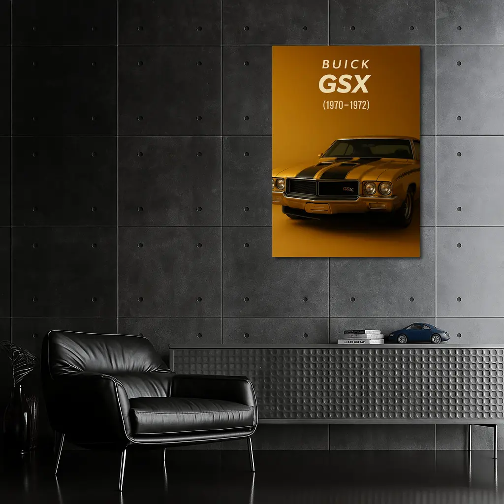 Buick GSX Classic Muscle Car Gold Background – Wall Art