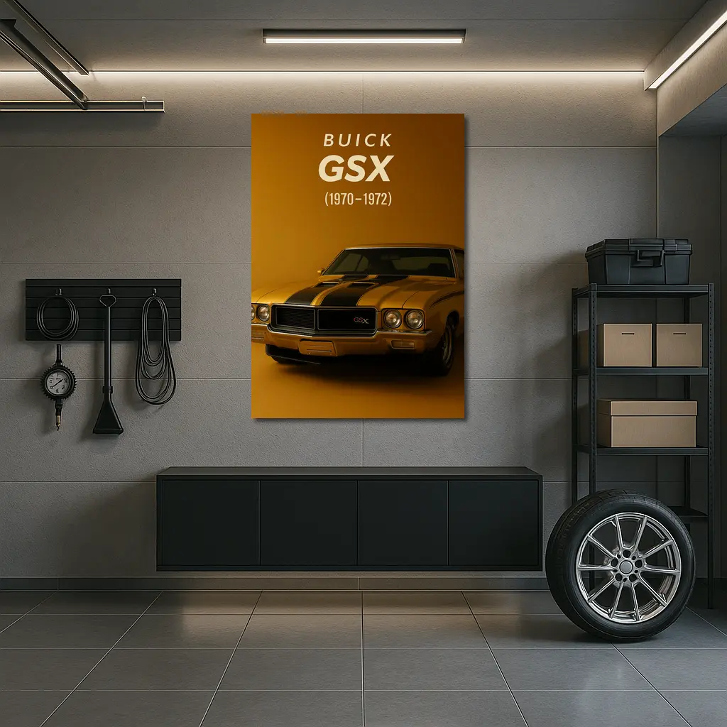 Buick GSX Classic Muscle Car Gold Background – Wall Art