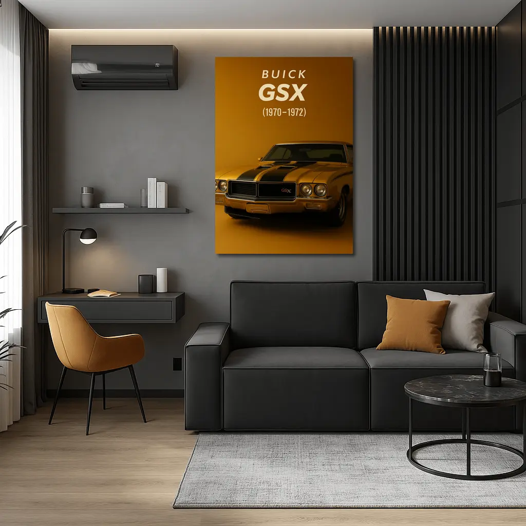 Buick GSX Classic Muscle Car Gold Background – Wall Art