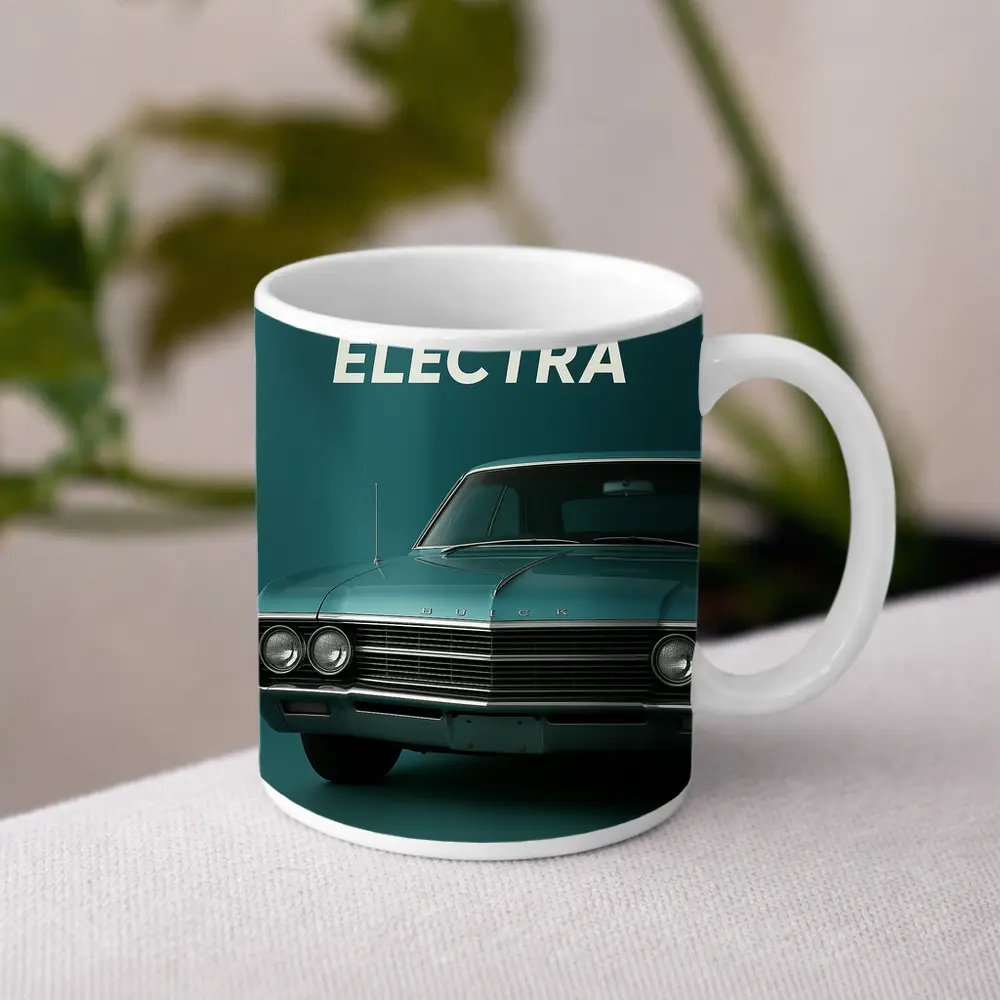 Buick Electra Classic Car Teal Background – Mugs