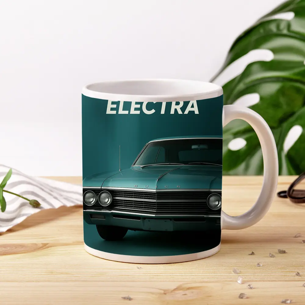 Buick Electra Classic Car Teal Background – Mugs