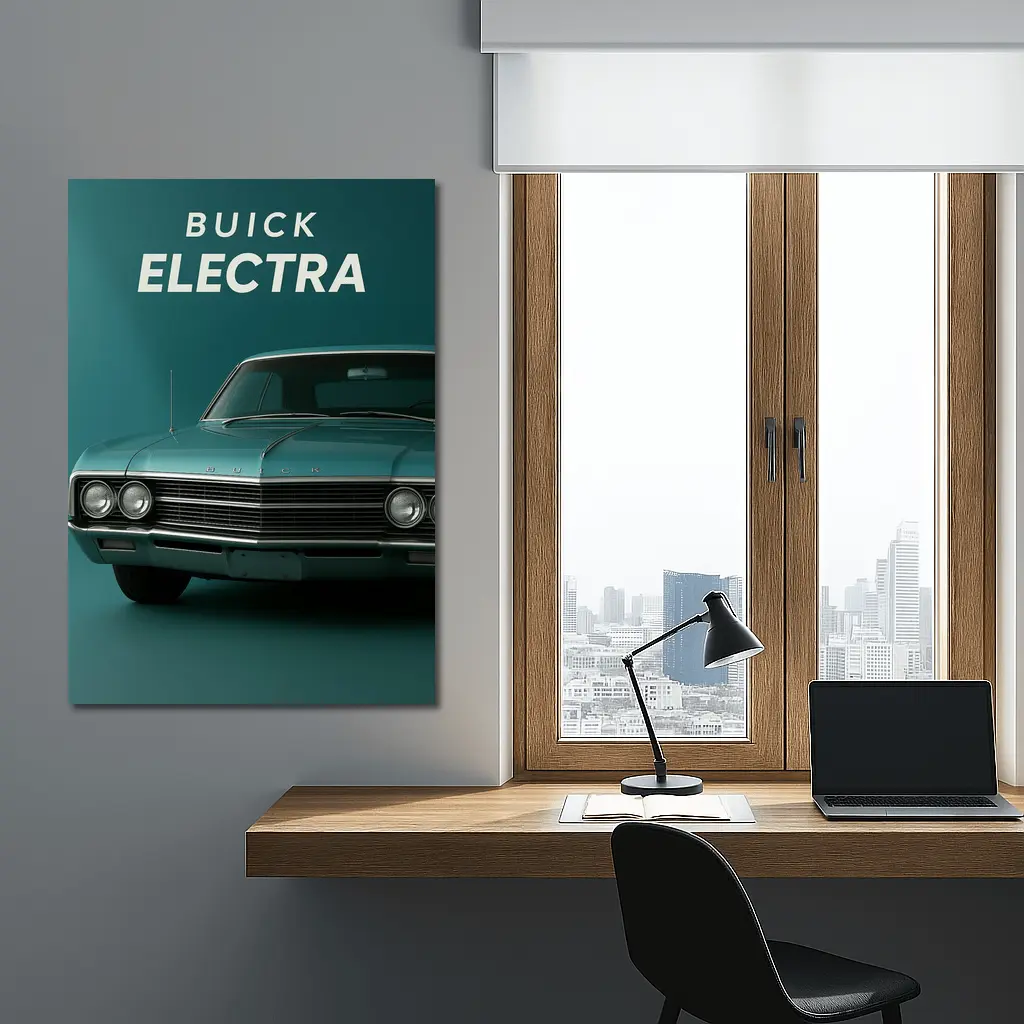 Buick Electra Classic Car Teal Background – Wall Art