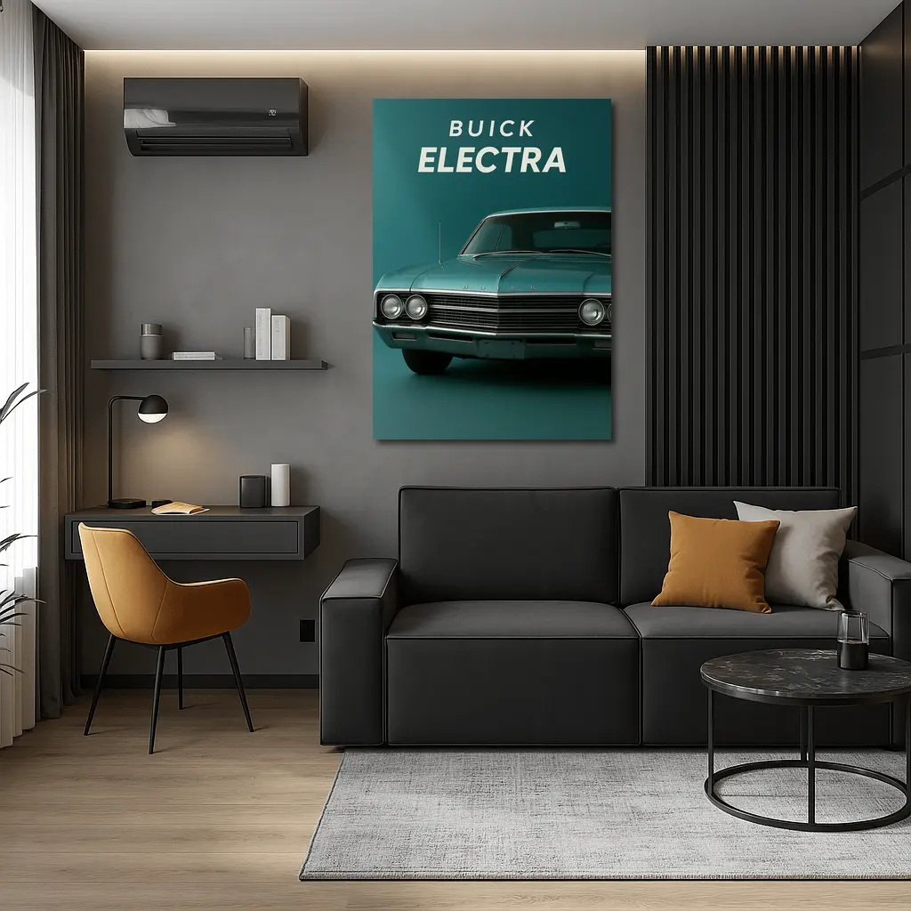 Buick Electra Classic Car Teal Background – Wall Art