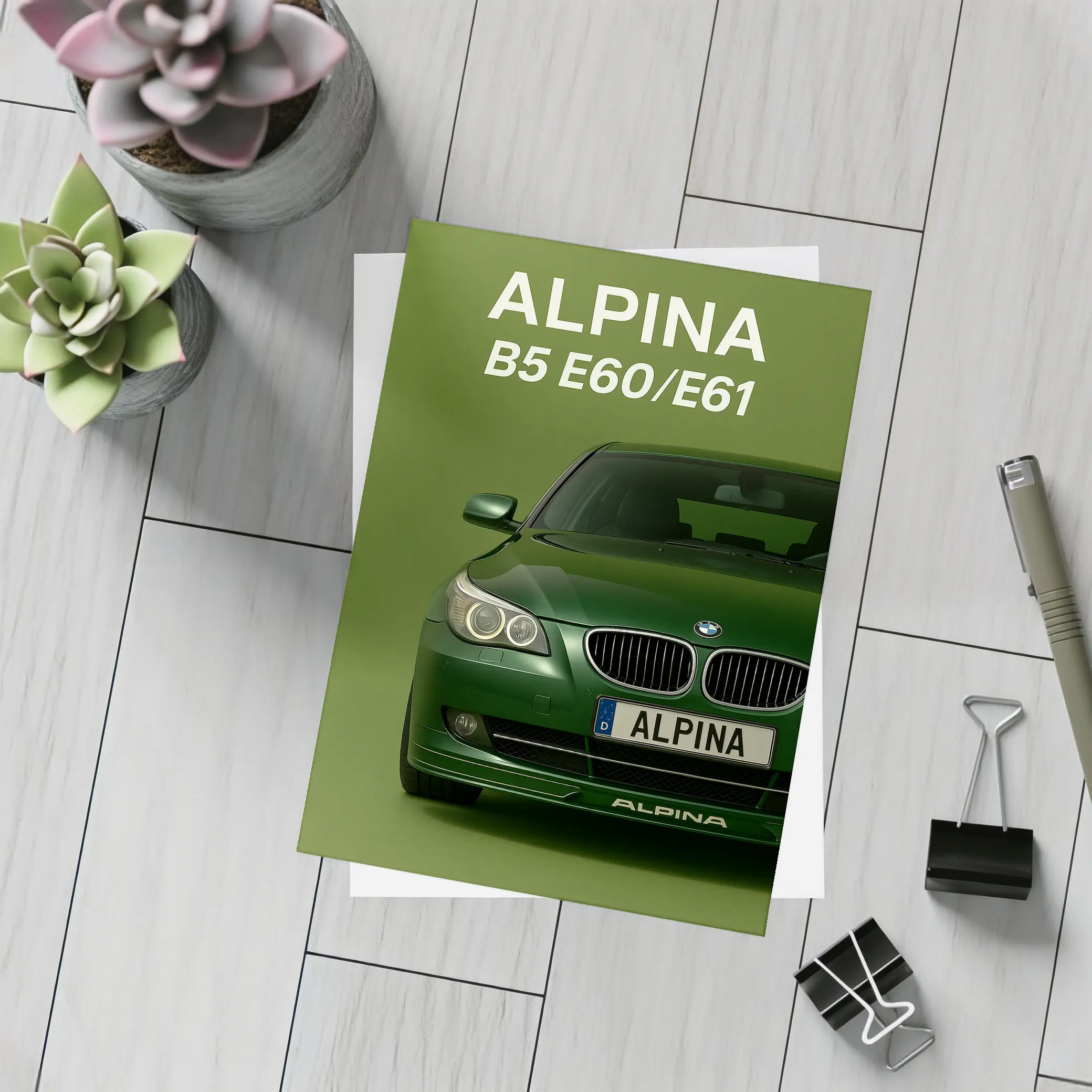 Alpina B5 E60 Green Studio Car Art – Postcards