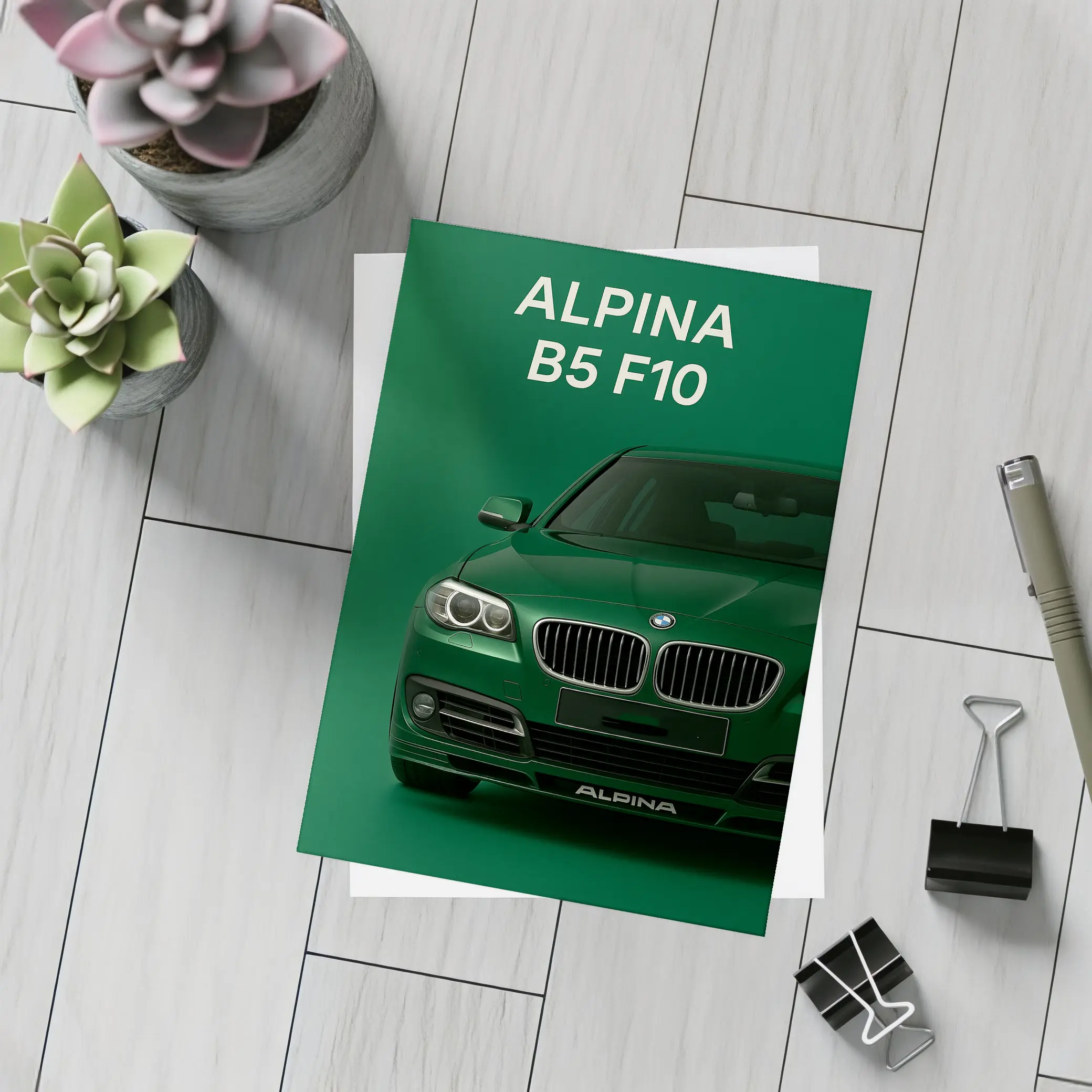Alpina B5 F10 Green Studio Front View – Postcards