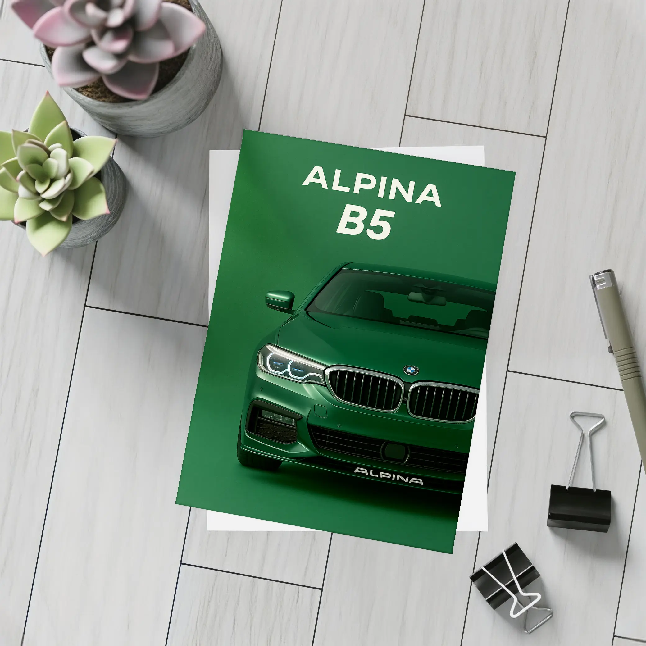 Alpina B5 Green Front View Art – Postcards