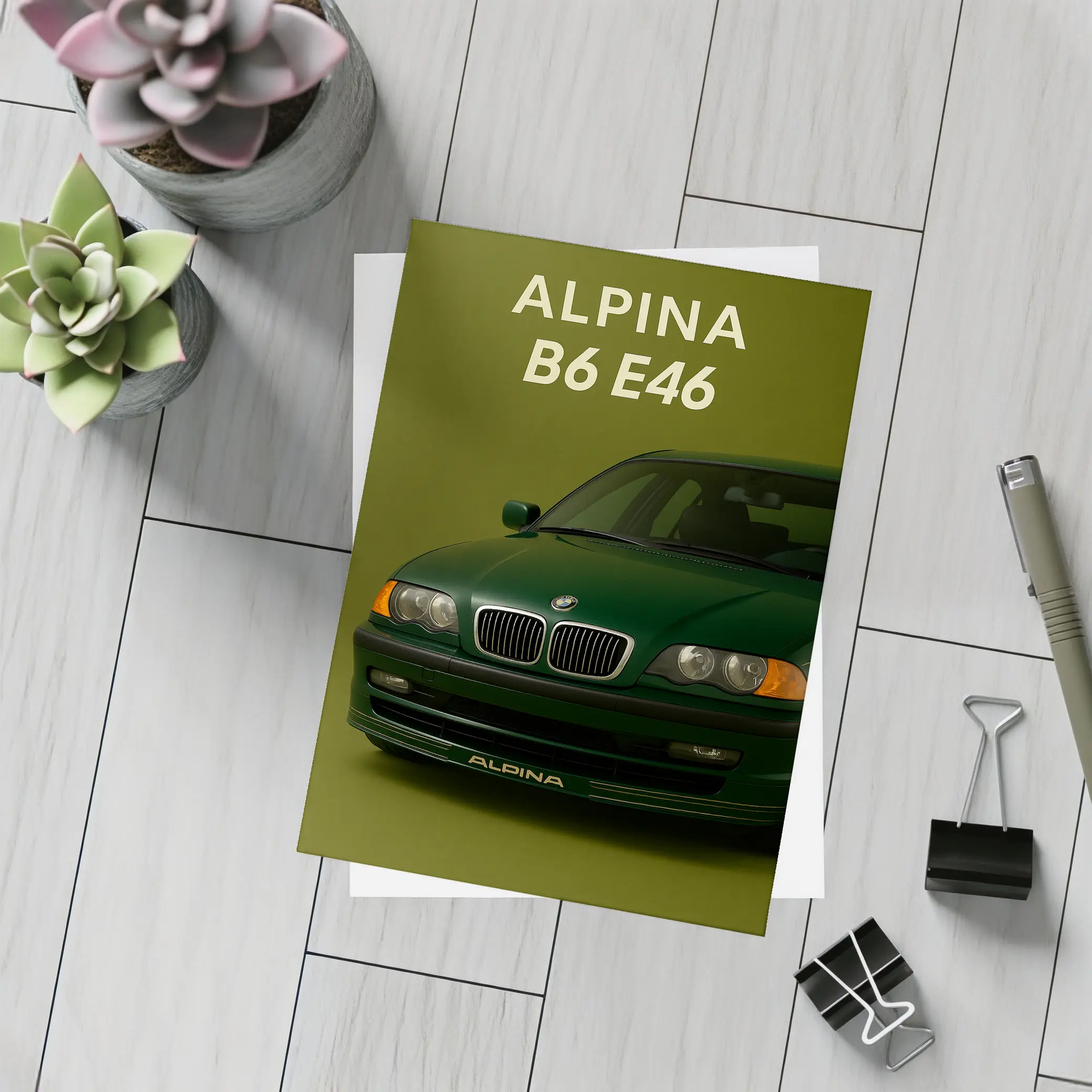 Alpina B6 E46 Green Studio Car Art – Postcards