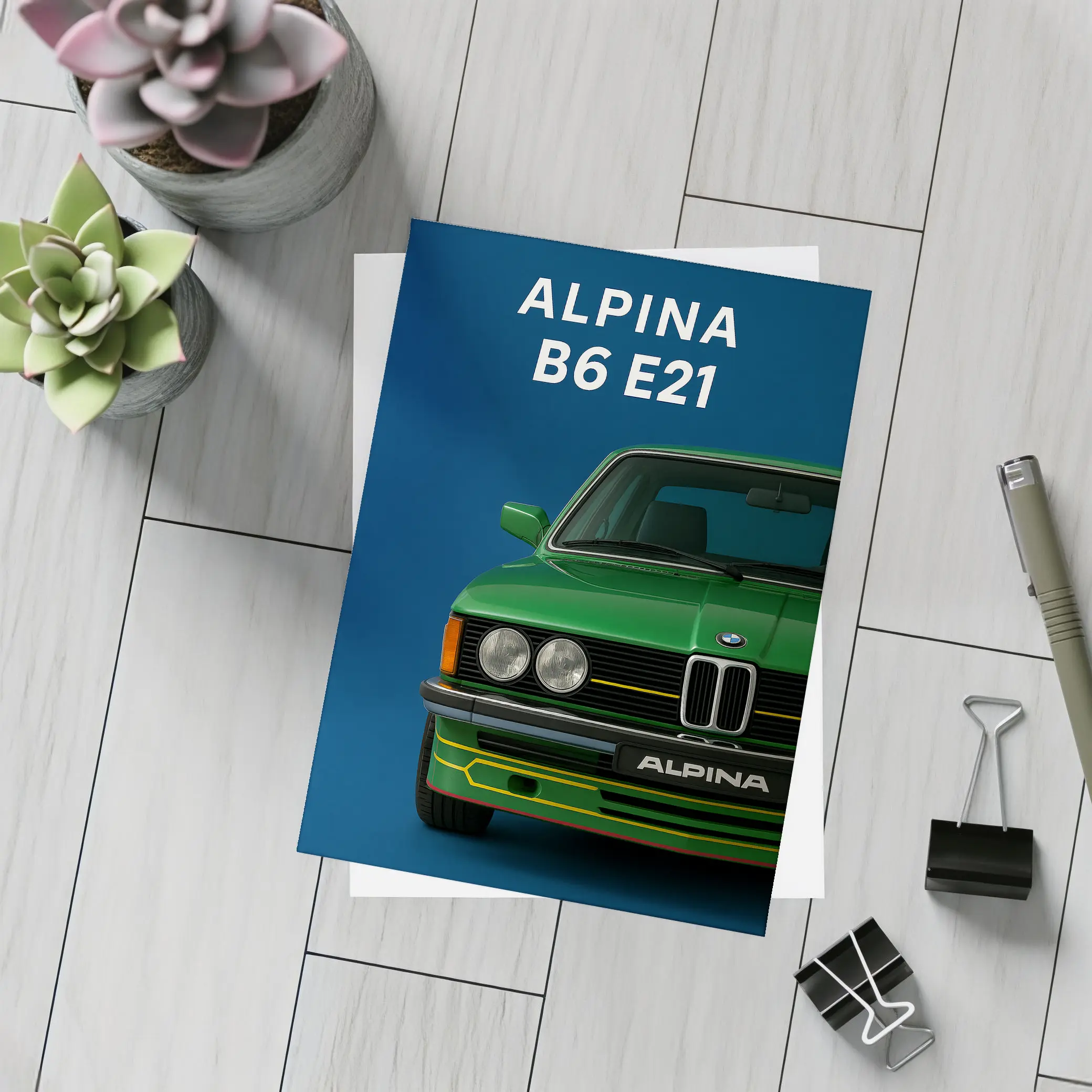 Alpina B6 E21 Green Classic Car Art – Postcards