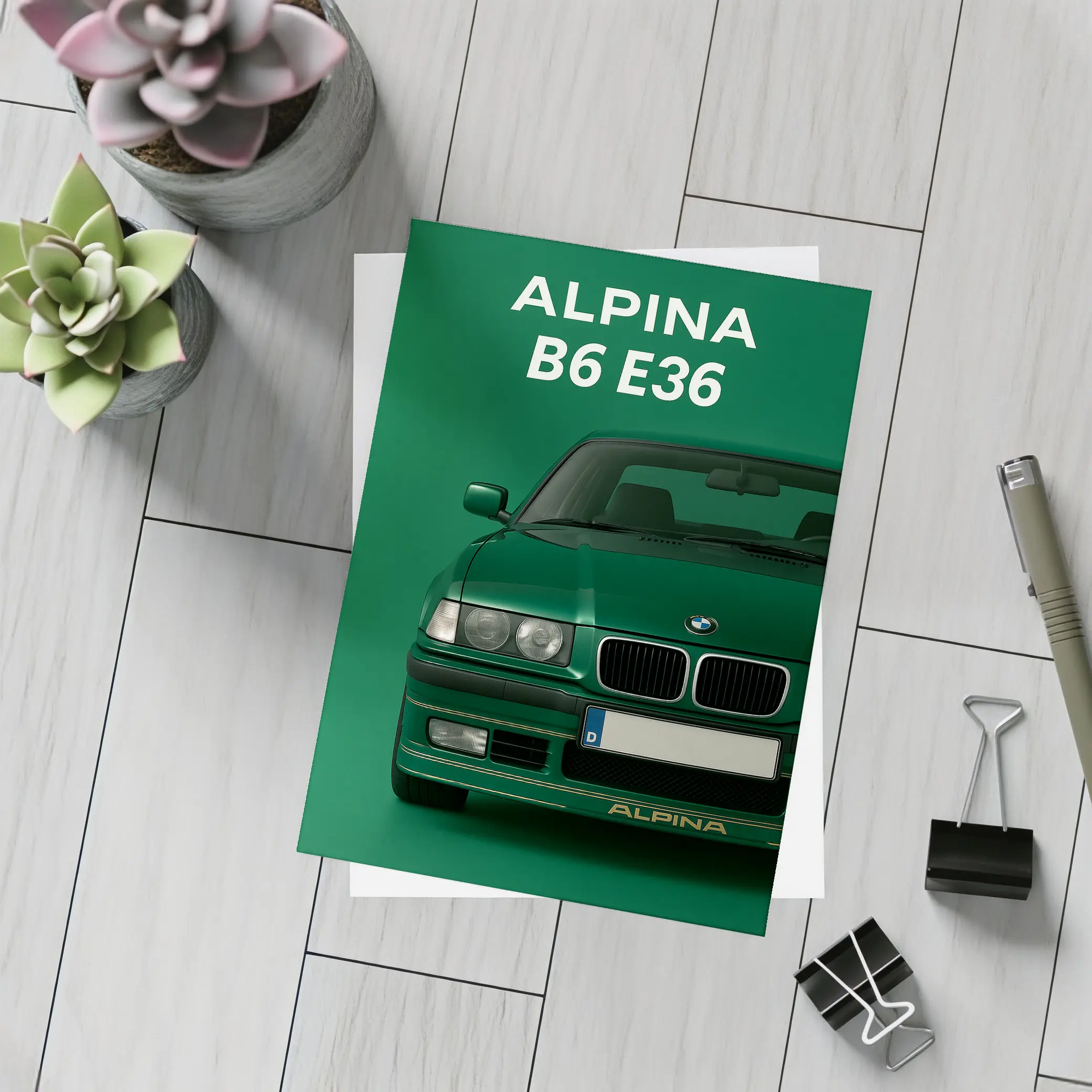 Alpina B6 E36 Green Minimal Car Art – Postcards
