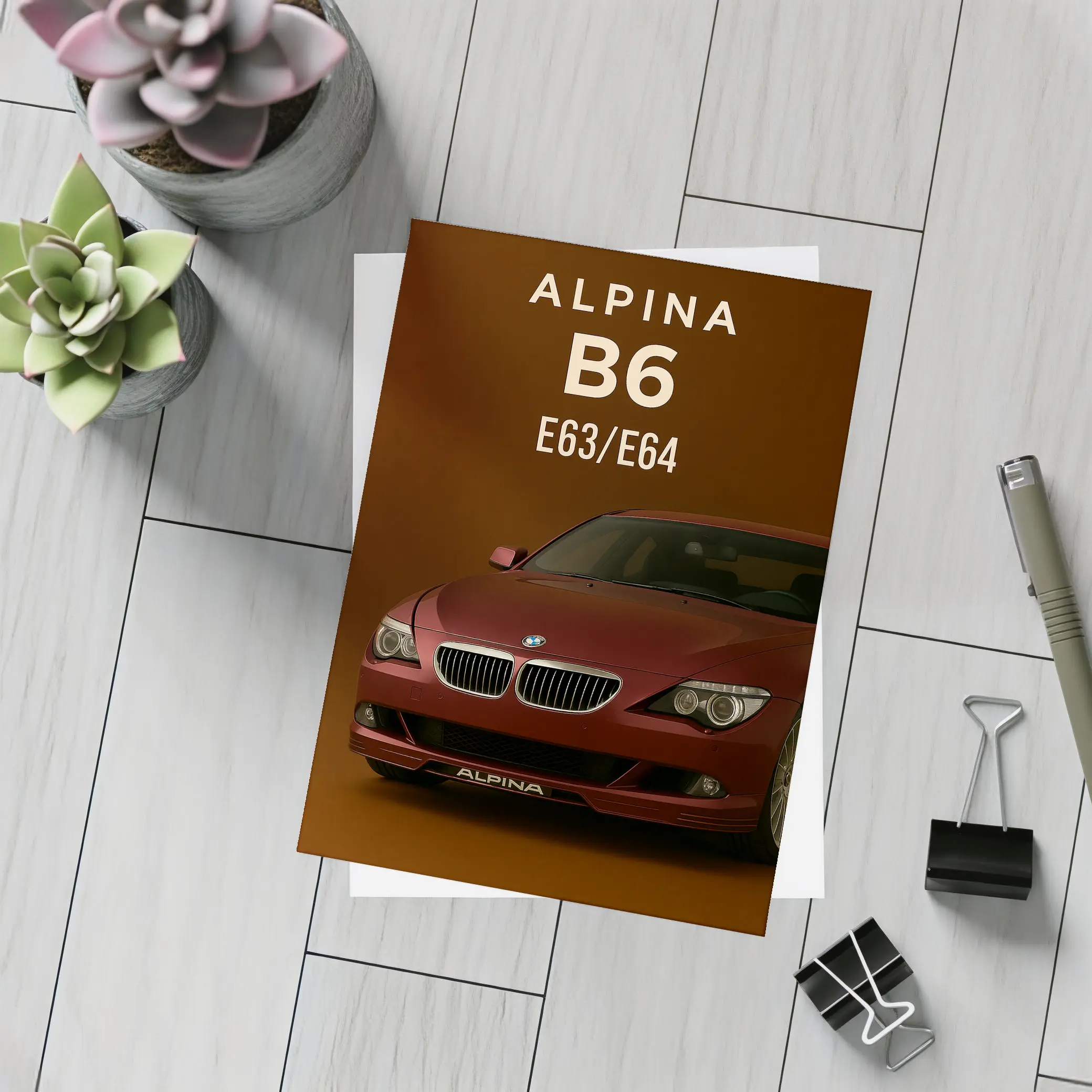 Alpina B6 E63 Deep Red Dark Background – Postcards