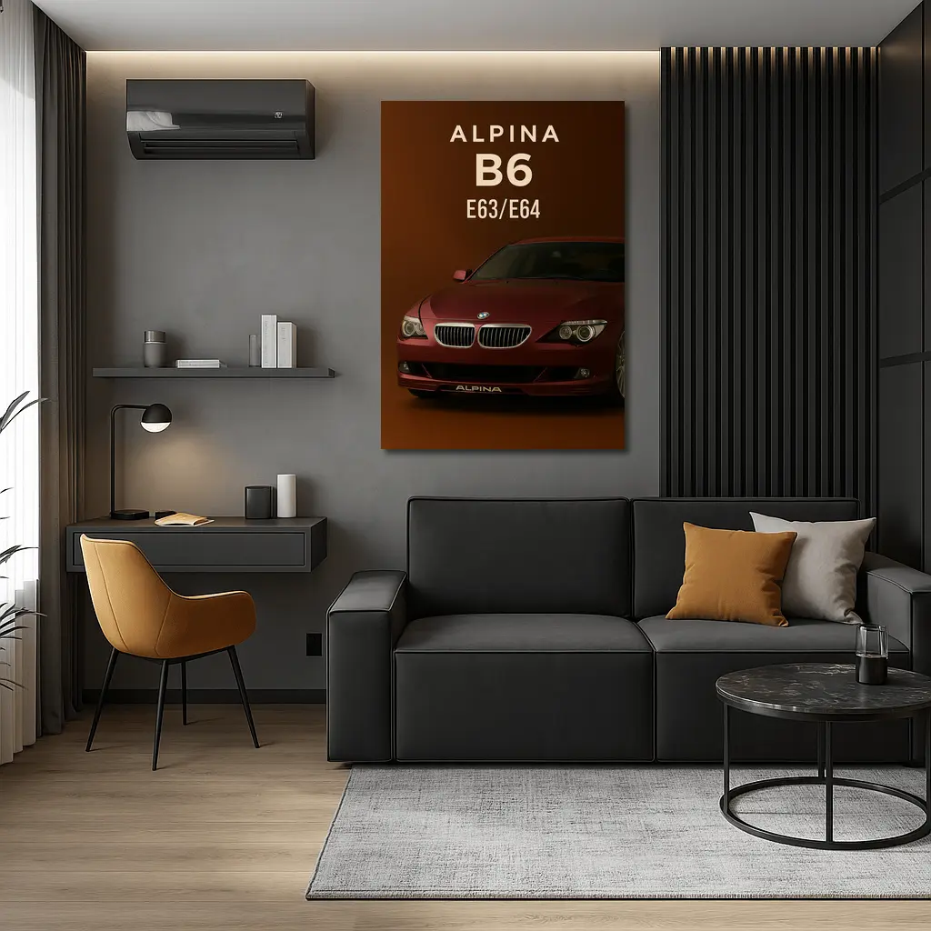 Alpina B6 E63 Deep Red Dark Background – Wall Art