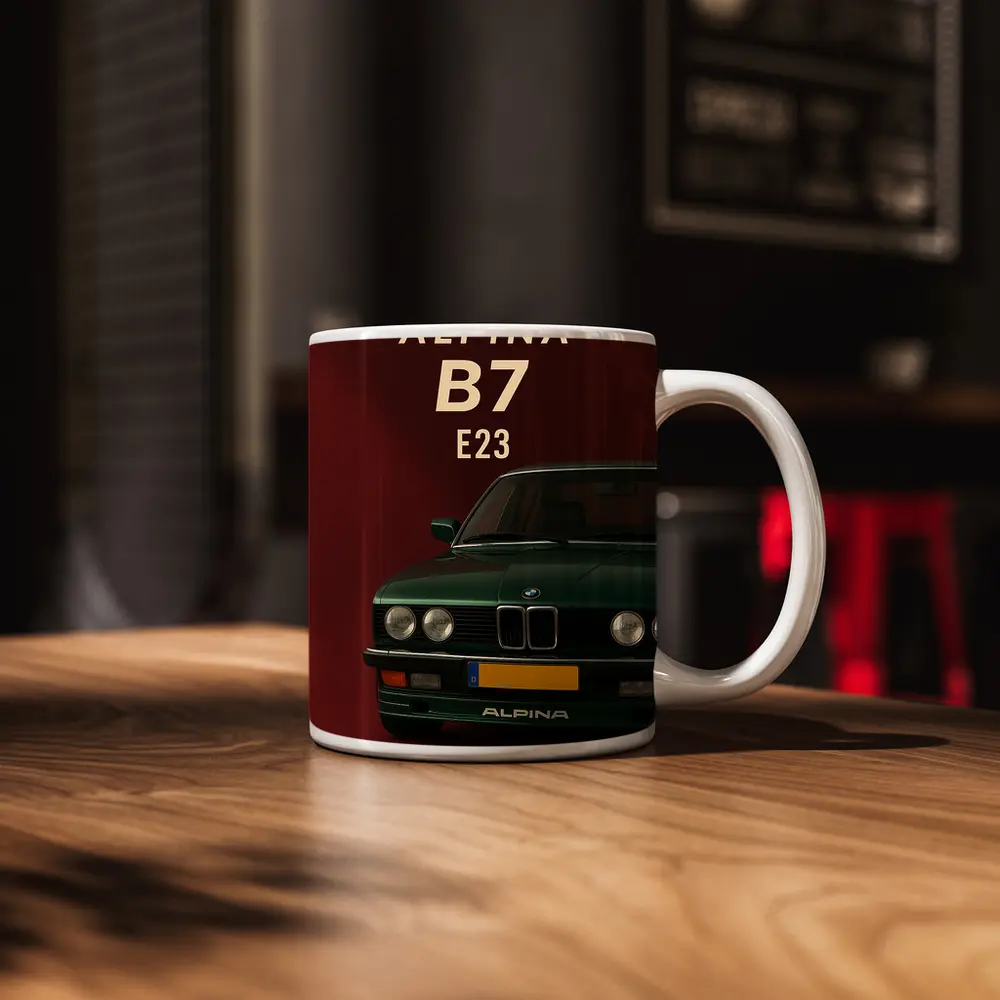 Alpina B7 E23 Green Dark Red Background – Mugs