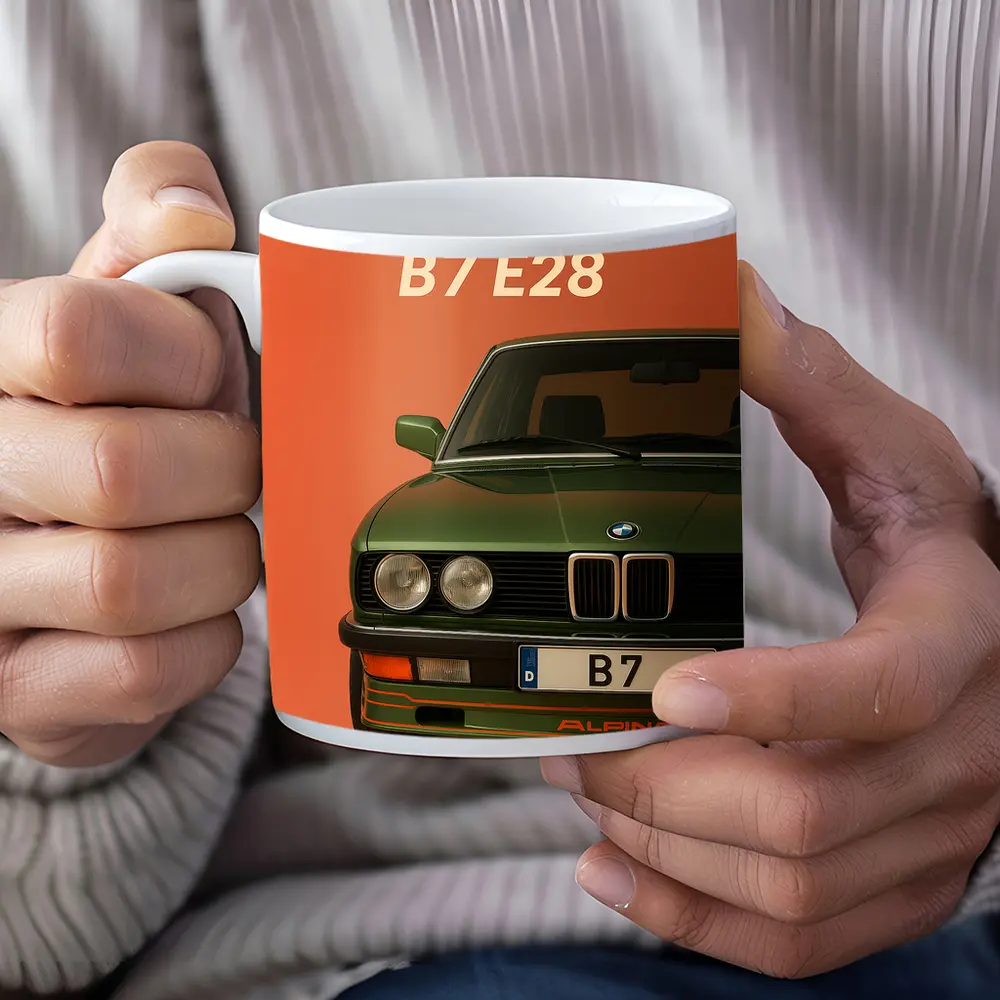 Alpina B7 E28 Green on Orange Background – Mugs