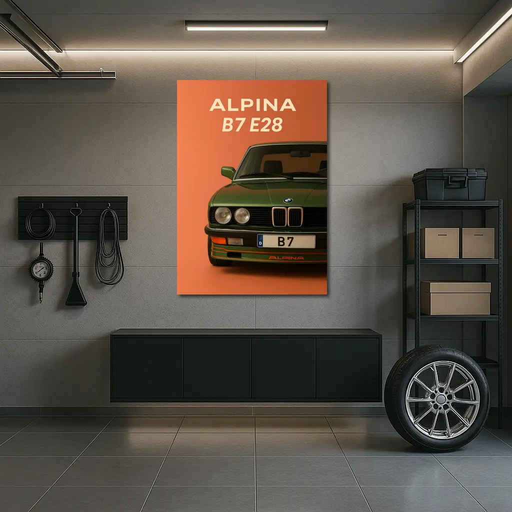 Alpina B7 E28 Green on Orange Background – Wall Art