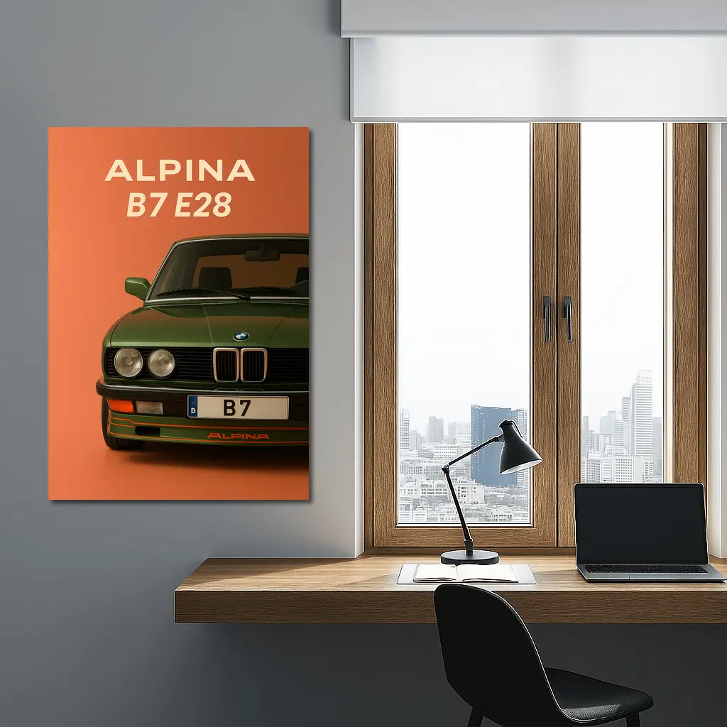 Alpina B7 E28 Green on Orange Background – Wall Art