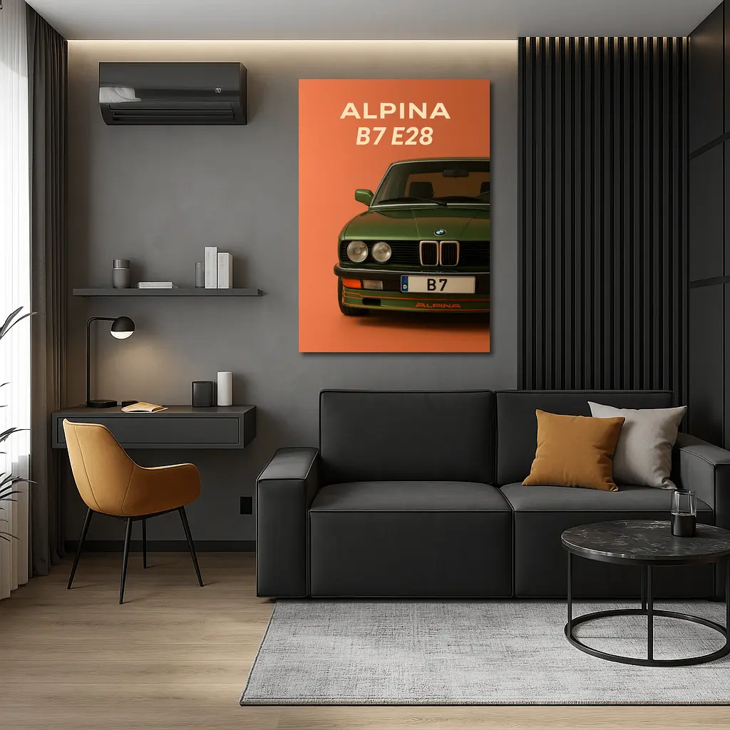 Alpina B7 E28 Green on Orange Background – Wall Art