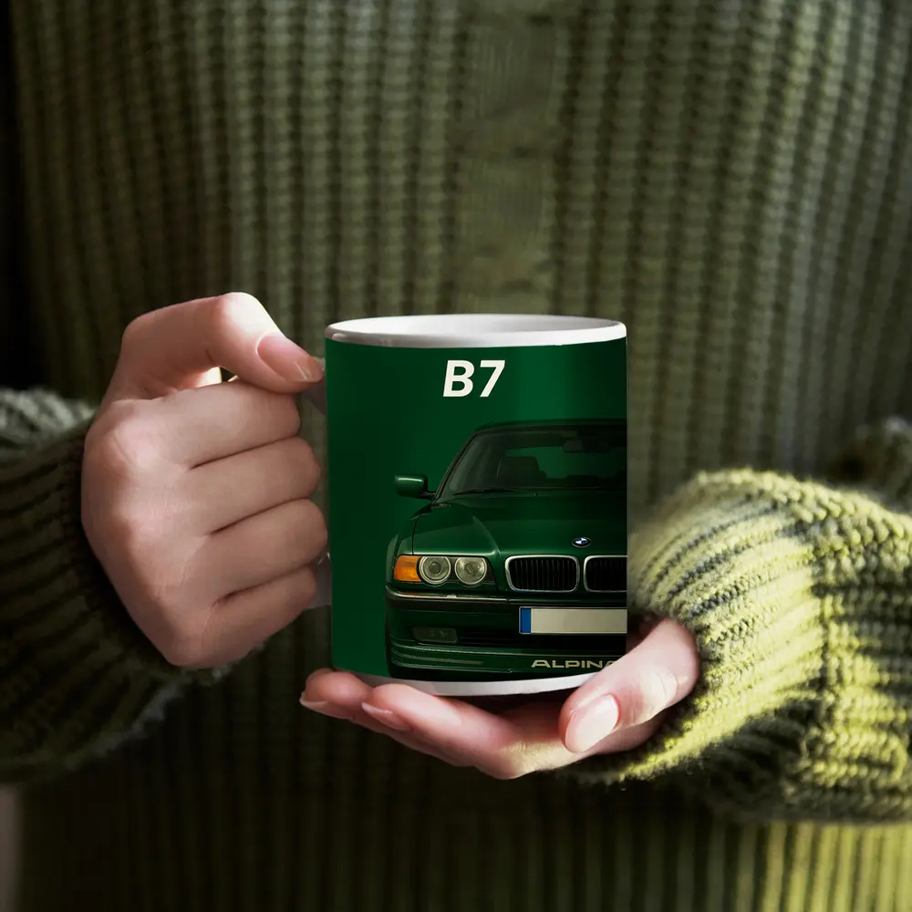 BMW Alpina B7 Green Minimal Car Art – Mugs