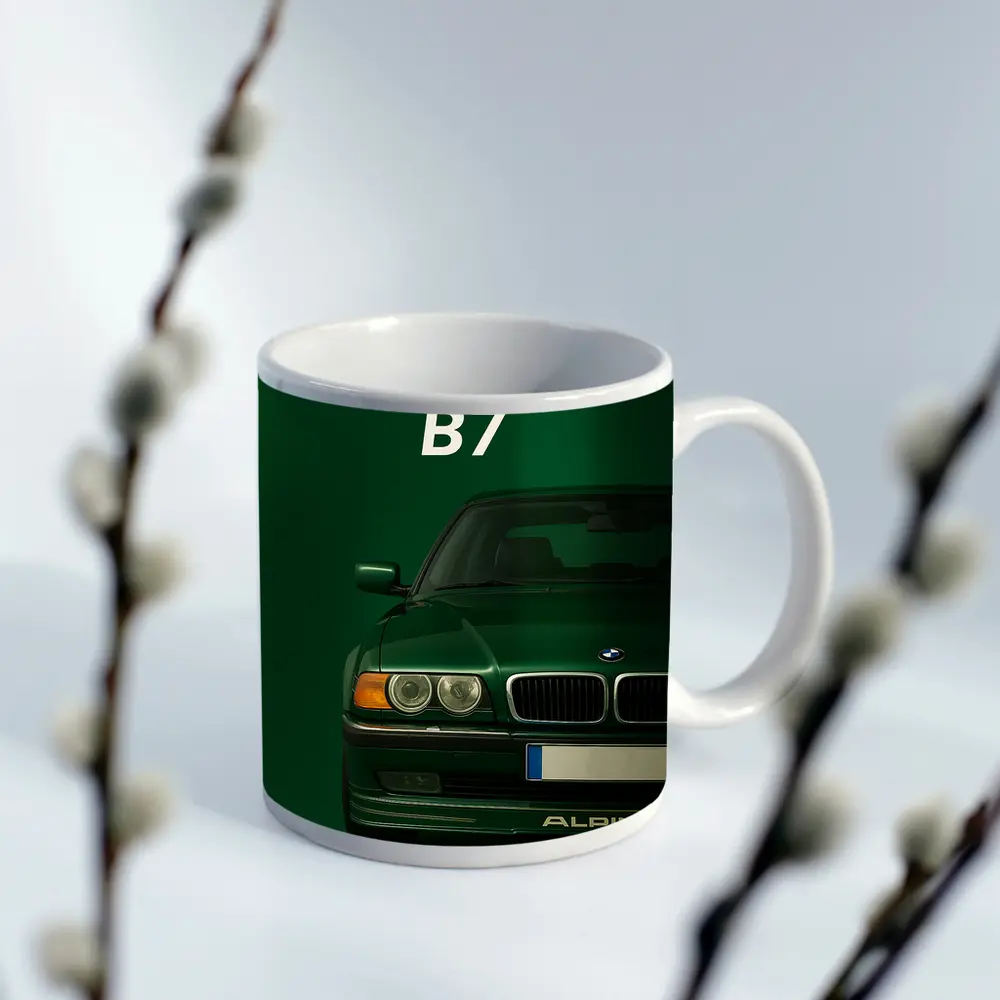 BMW Alpina B7 Green Minimal Car Art – Mugs