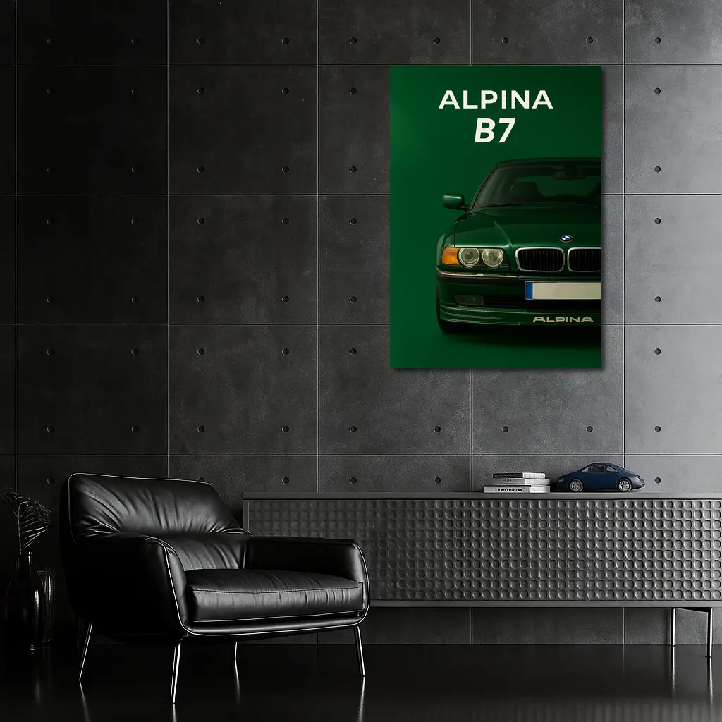 BMW Alpina B7 Green Minimal Car Art – Wall Art