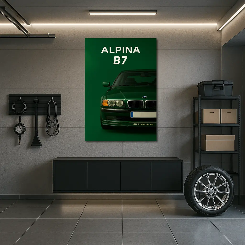 BMW Alpina B7 Green Minimal Car Art – Wall Art