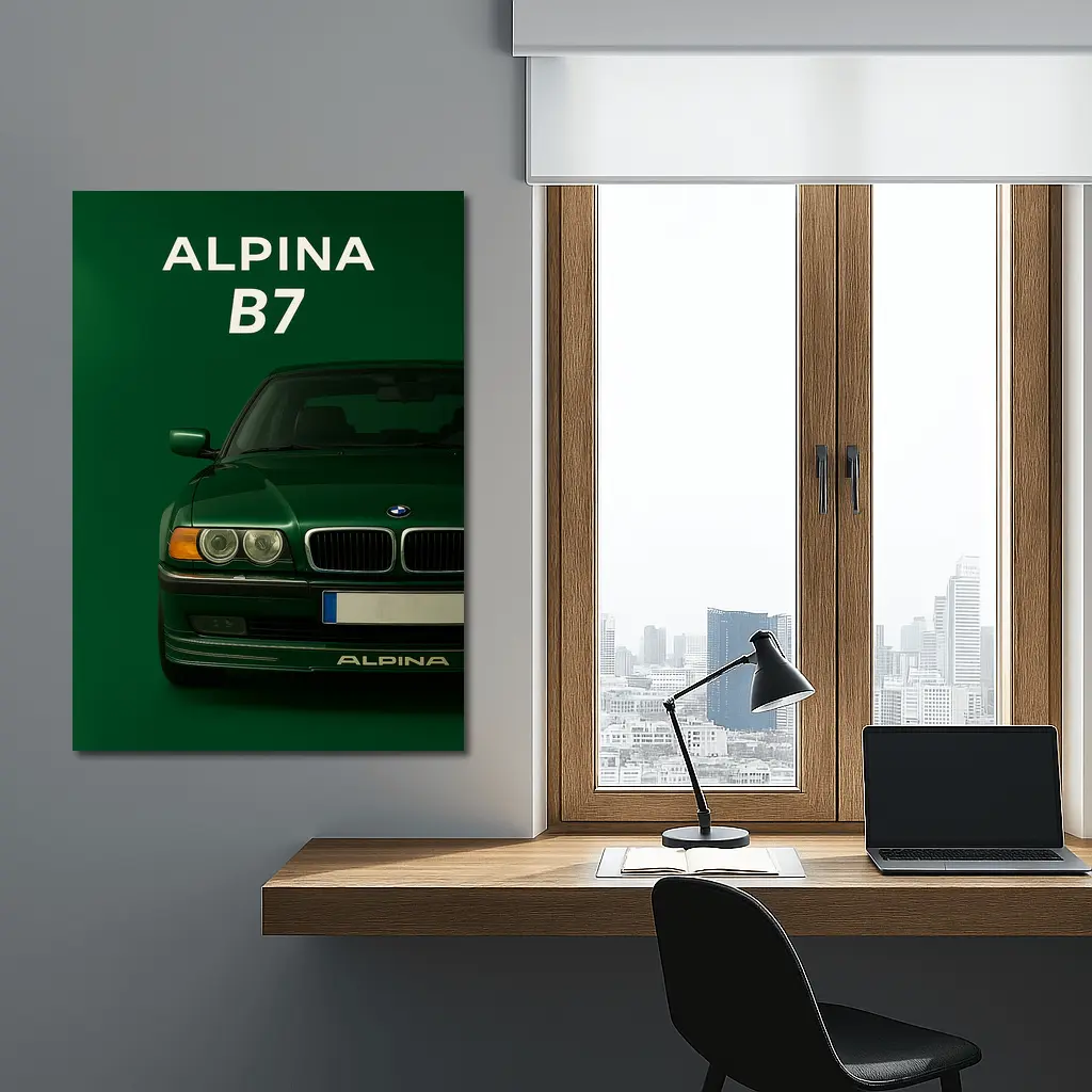 BMW Alpina B7 Green Minimal Car Art – Wall Art