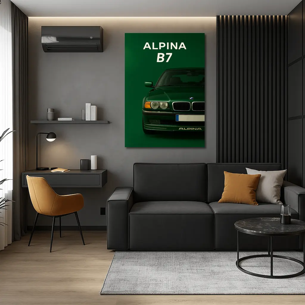 BMW Alpina B7 Green Minimal Car Art – Wall Art