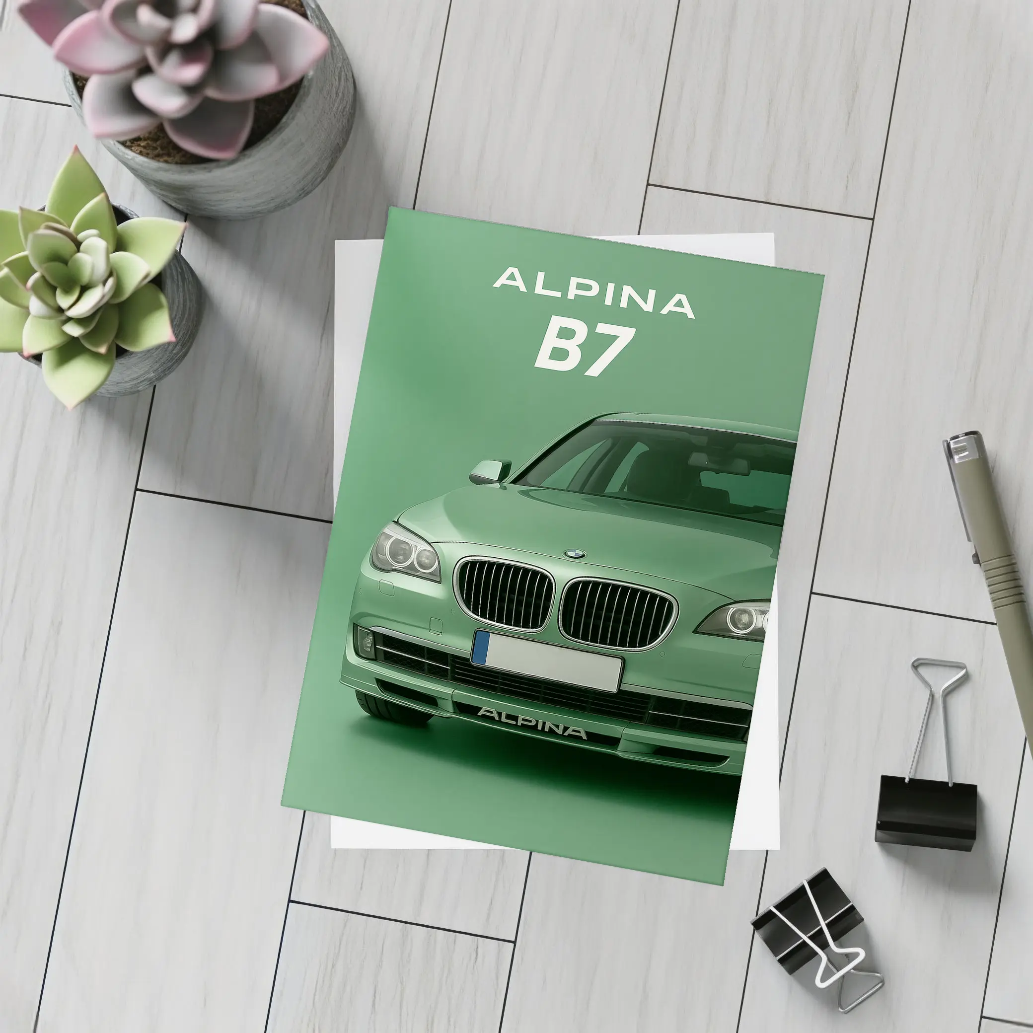 Alpina B7 BMW Green Minimal Car Art – Postcards