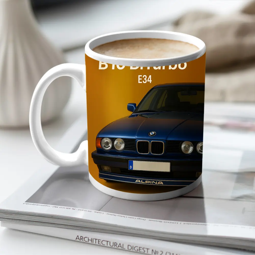 Alpina B10 BiTurbo E34 Blue Car – Mugs