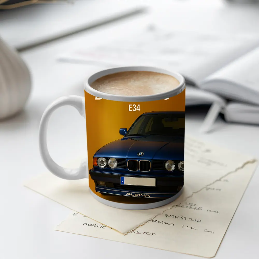 Alpina B10 BiTurbo E34 Blue Car – Mugs