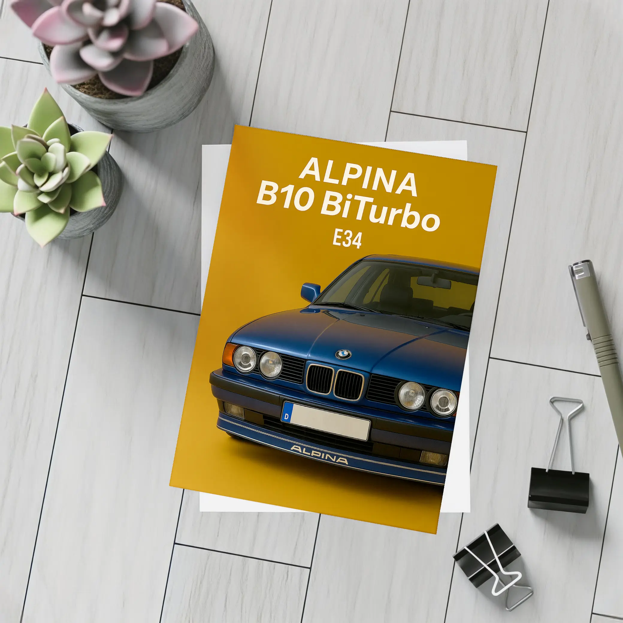 Alpina B10 BiTurbo E34 Blue Car – Postcards
