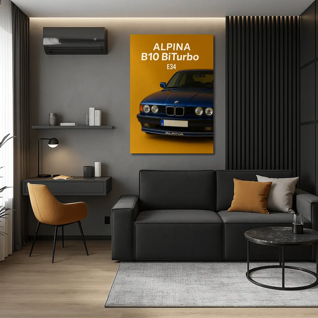 Alpina B10 BiTurbo E34 Blue Car – Wall Art