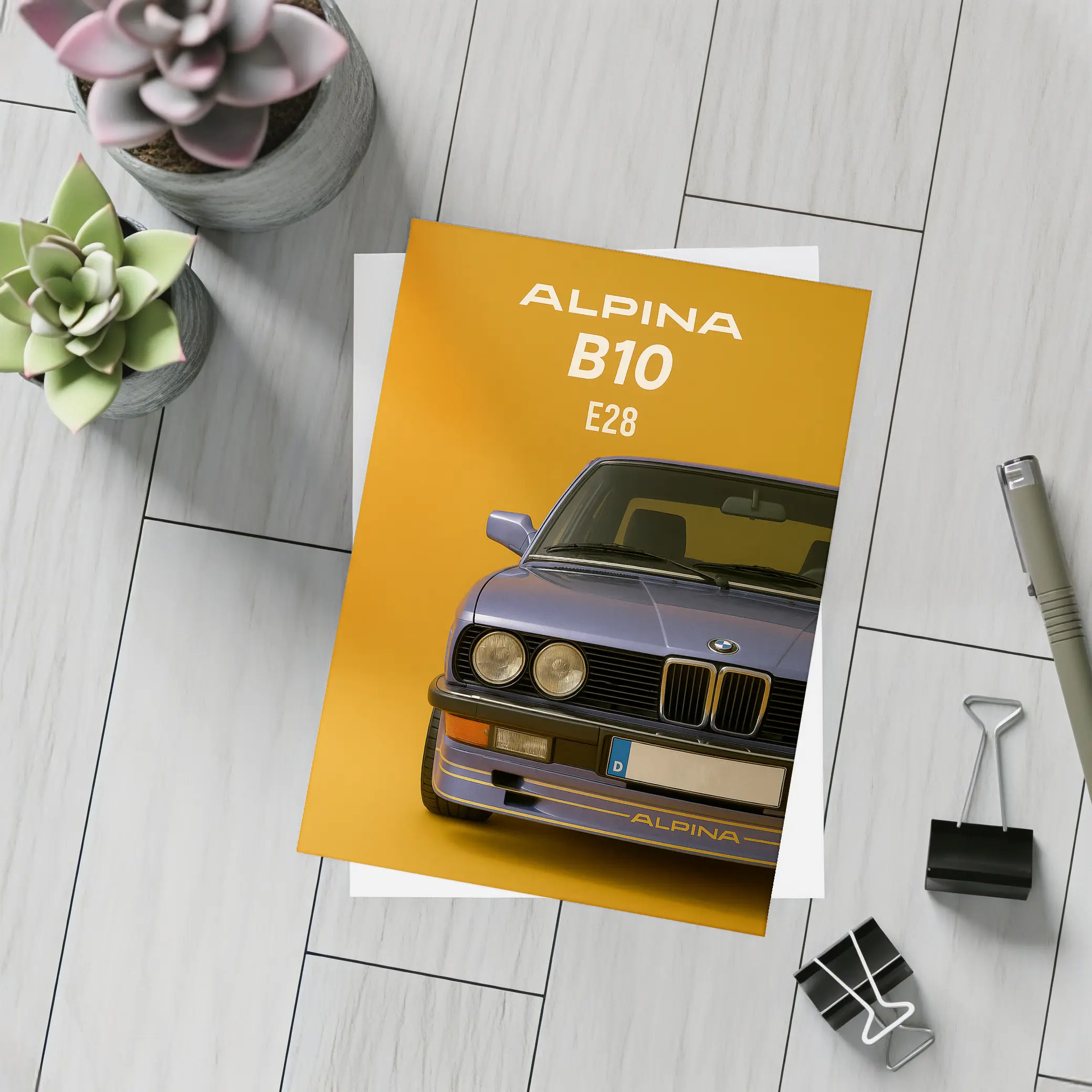Alpina B10 E28 Blue on Yellow – Postcards
