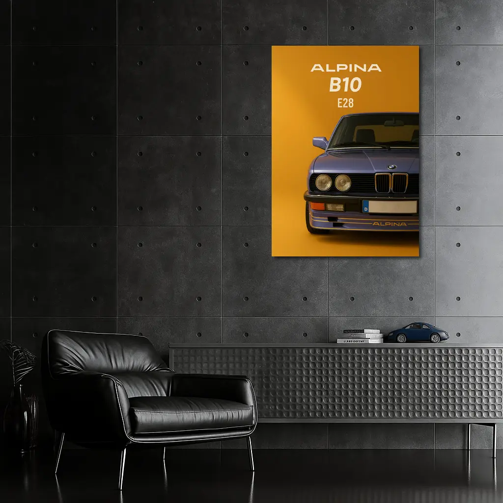 Alpina B10 E28 Blue on Yellow – Wall Art