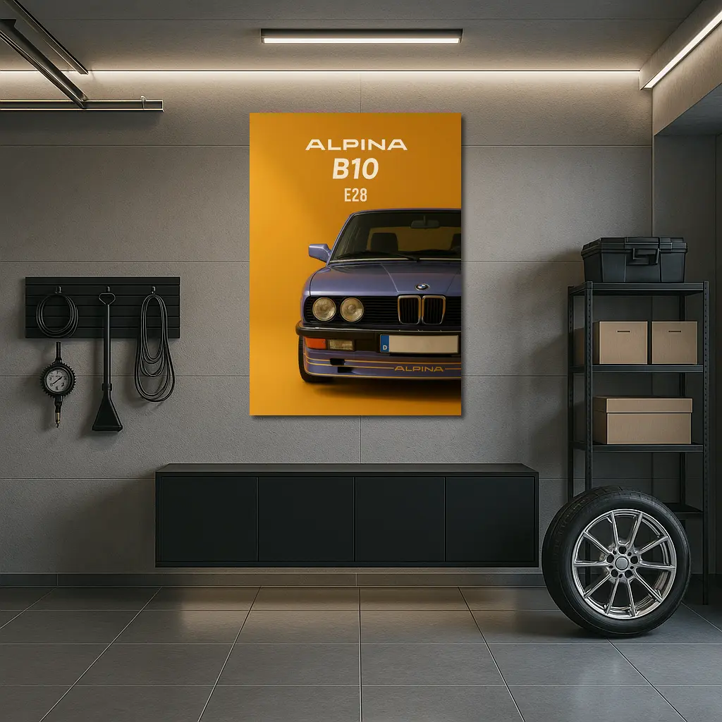 Alpina B10 E28 Blue on Yellow – Wall Art