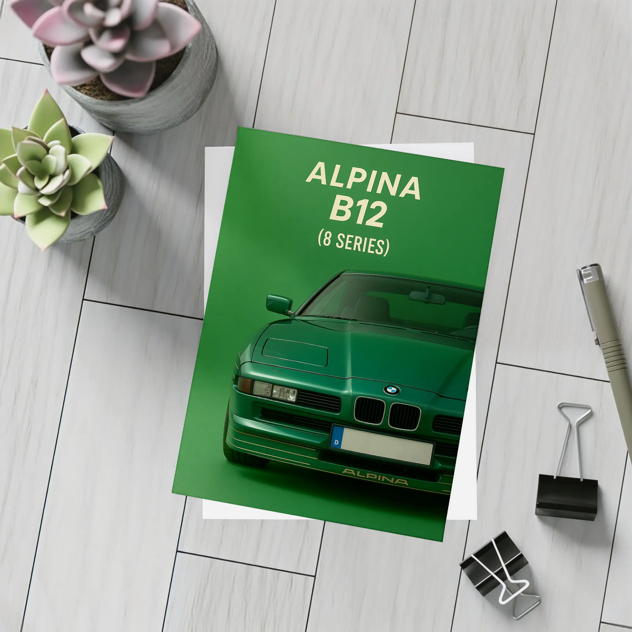 Alpina B12 BMW Eight Series Green Art – Postcards