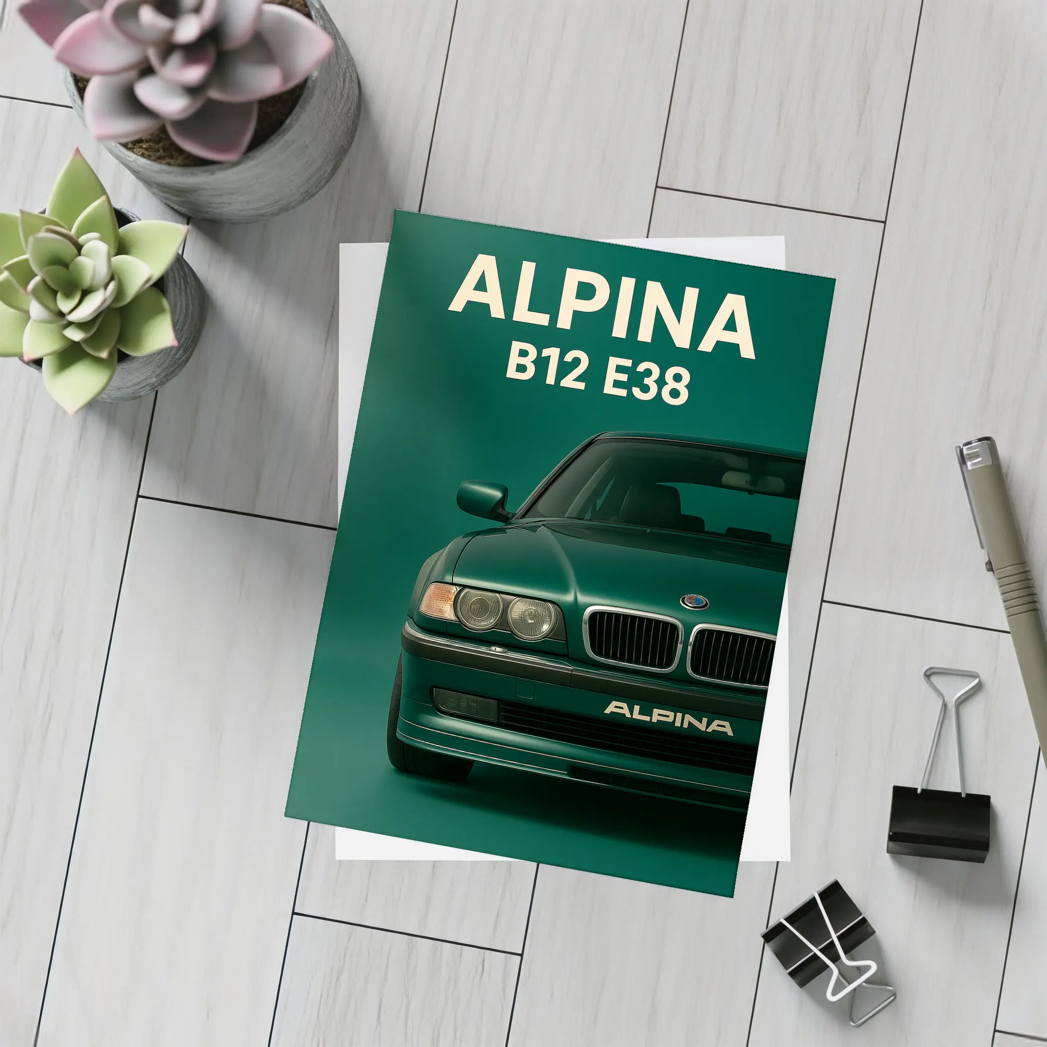Alpina B12 E38 Dark Green Wall Art – Postcards