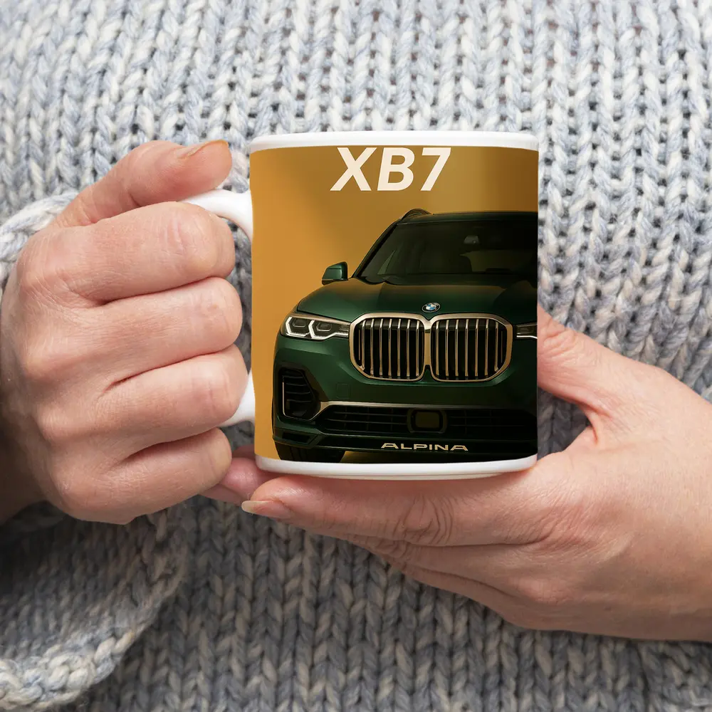 Alpina XB7 Green SUV Gold Background – Mugs