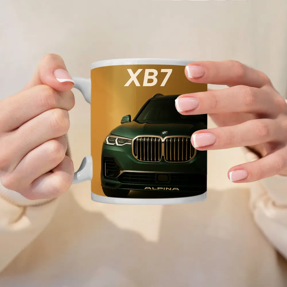 Alpina XB7 Green SUV Gold Background – Mugs