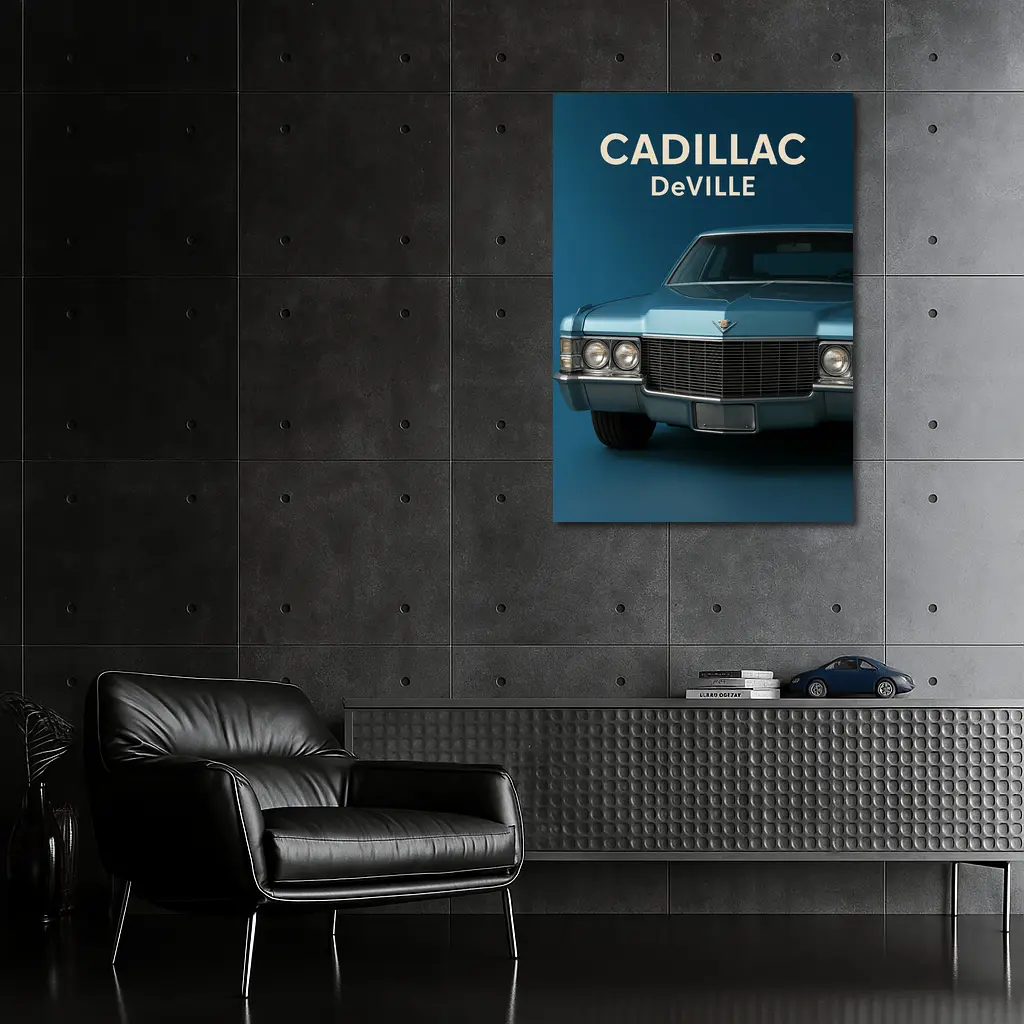 Cadillac DeVille Classic Blue Studio Shot – Wall Art