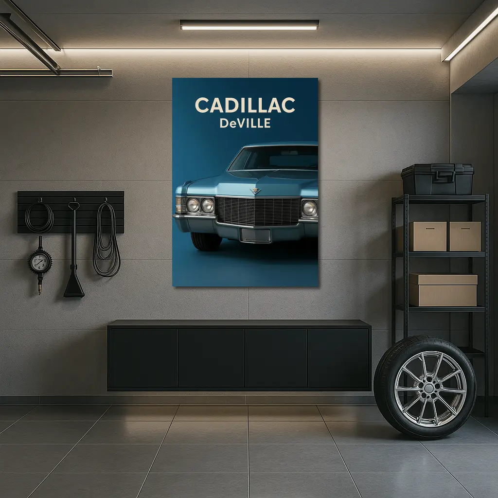 Cadillac DeVille Classic Blue Studio Shot – Wall Art