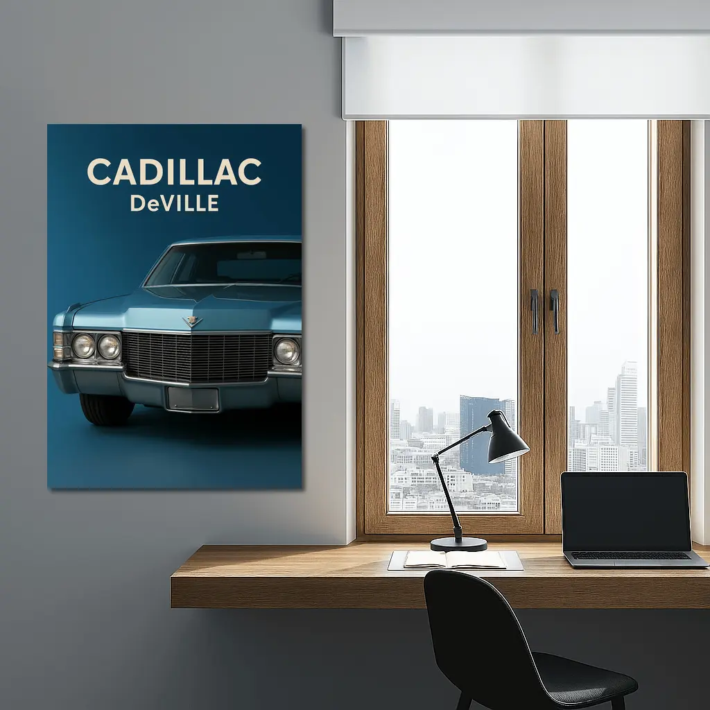 Cadillac DeVille Classic Blue Studio Shot – Wall Art