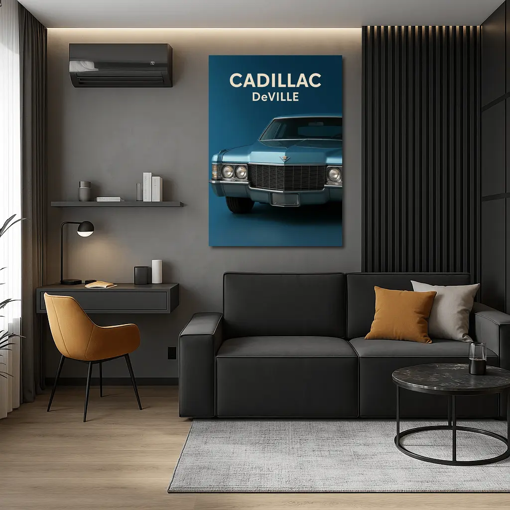 Cadillac DeVille Classic Blue Studio Shot – Wall Art
