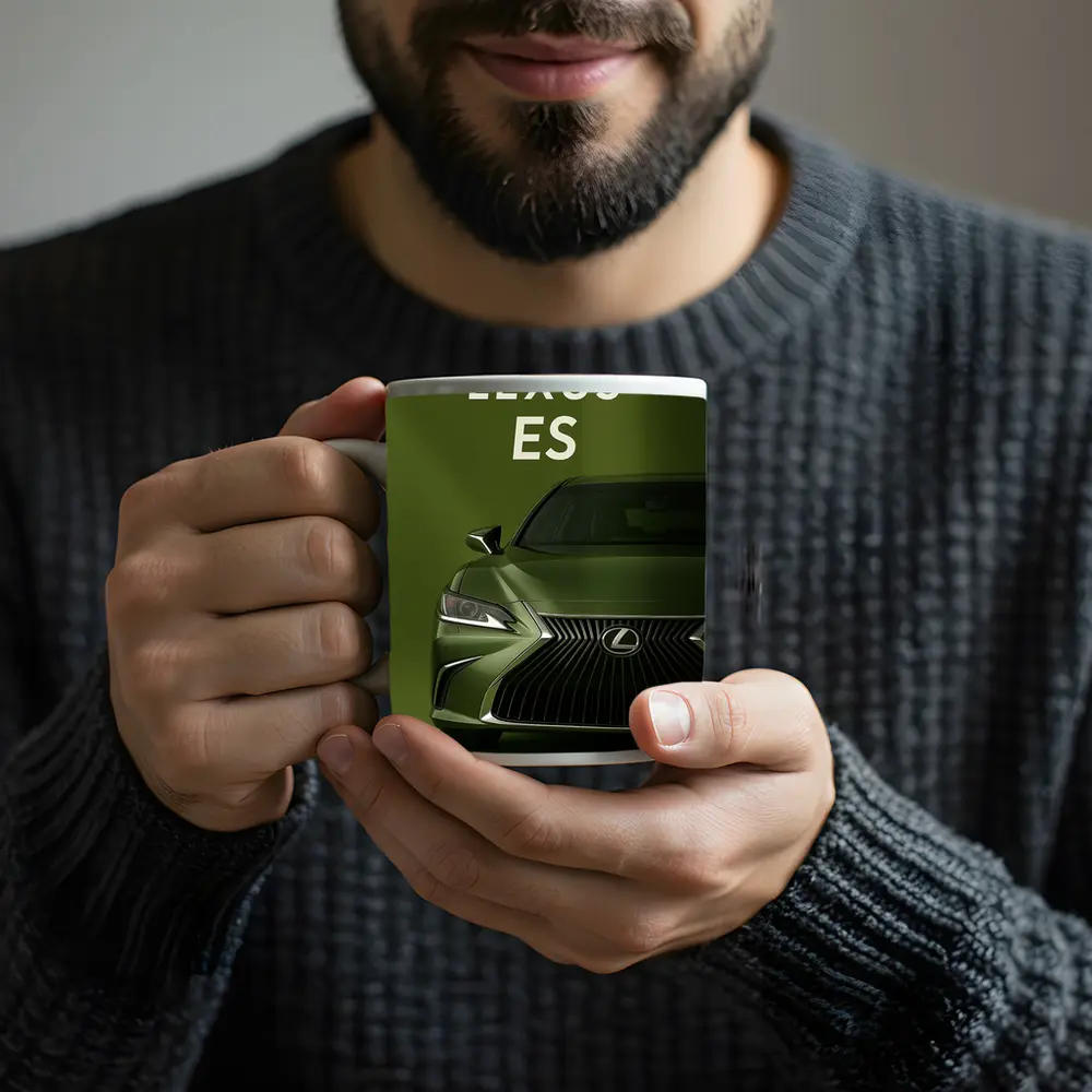 Lexus ES Green Car Front View – Mugs