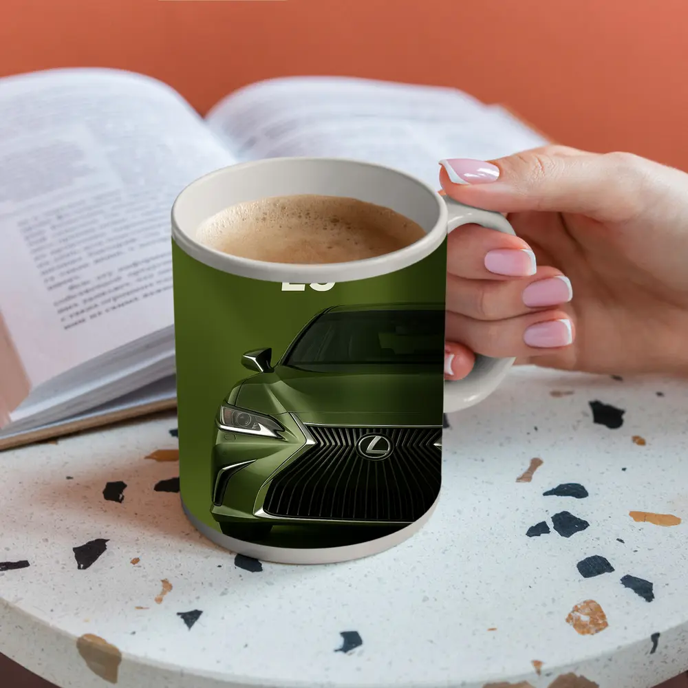 Lexus ES Green Car Front View – Mugs